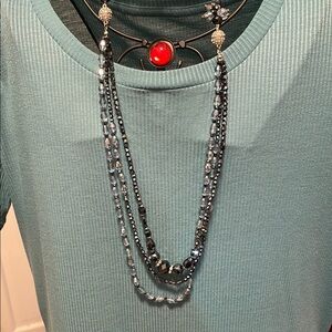 💎💎💎3 for 12$💎💎💎Elegant Navy  Glass Beaded Necklace